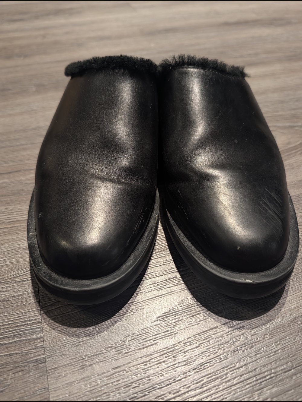 Tamara Mellon Black Fur-Lined Mules